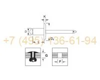 Заклепка вытяжная "HARPOON" увеличенный борт, А2/А2 (нерж./нерж.) 4.8x21.0 /К14 с нерж. втулкой для листового материала 10 мм арт.011111414821