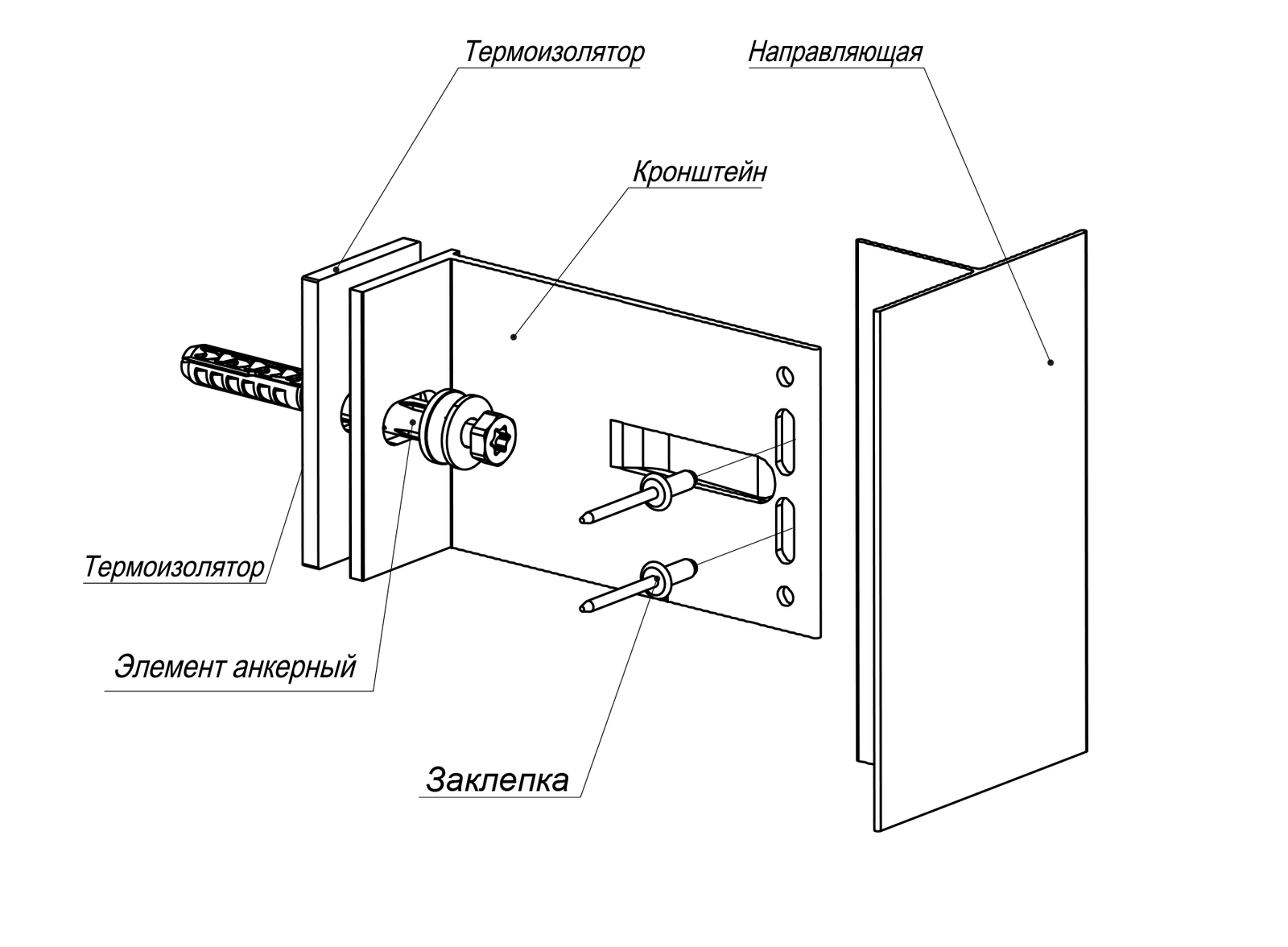 Подсистема для вентфасада на T-профиле классическая